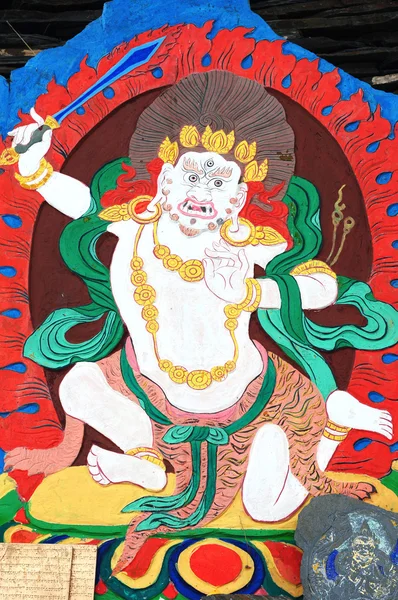 Alte tibetische Wandmalerei Kunst des Buddha — Stockfoto
