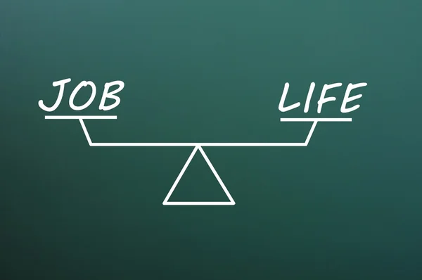 Balance of job and life on a green chalkboard — Stock Photo, Image
