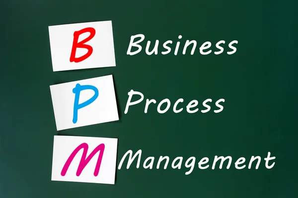 Acronym of BPM - Business Process Management written on a chalkboard — Stock Photo, Image