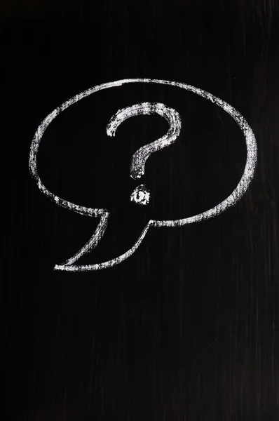 Chalk drawing of speech bubble with question mark — Stock Photo, Image