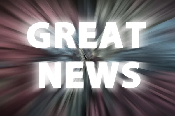 Chalk drawing of "Great news" on blurred chalkboard — Stock Photo, Image