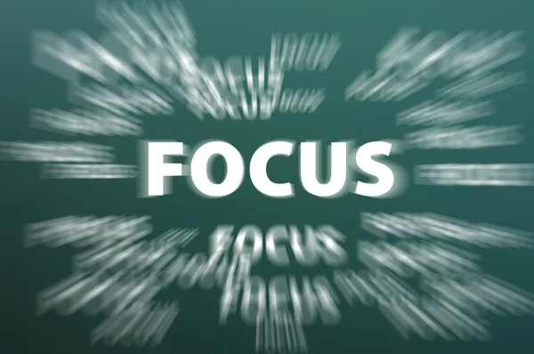 Focus parola con raggi di movimento su sfondo lavagna verde — Foto Stock