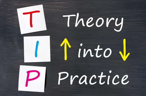 Tip acroniem voor theorie in de praktijk geschreven op een schoolbord — Stockfoto