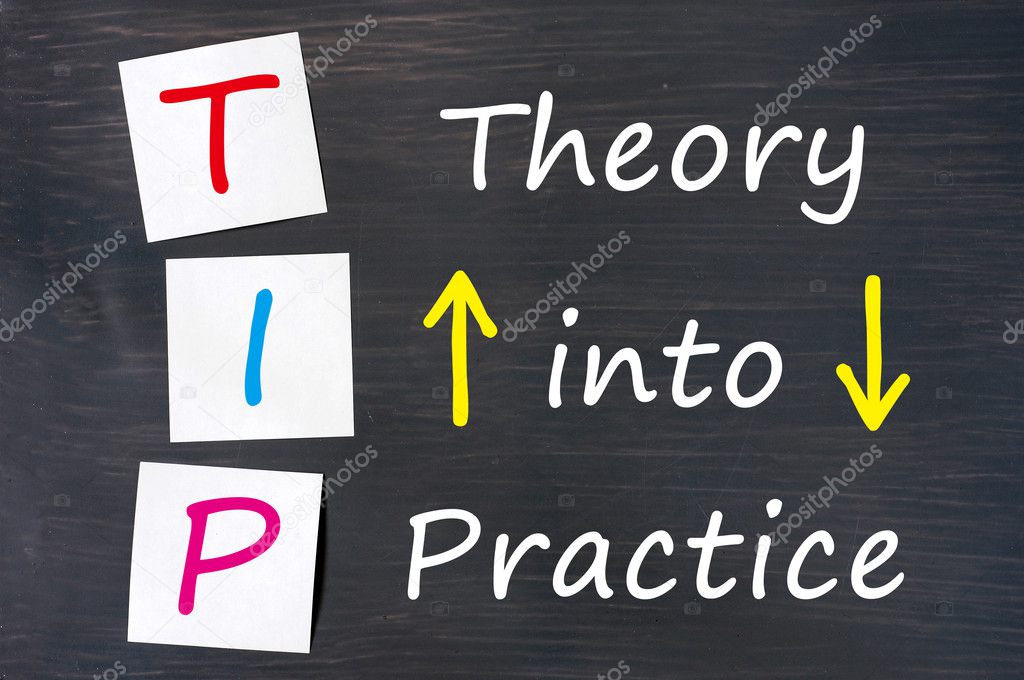 TIP acronym for theory into practice written on a blackboard