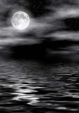 Moon on water clipart