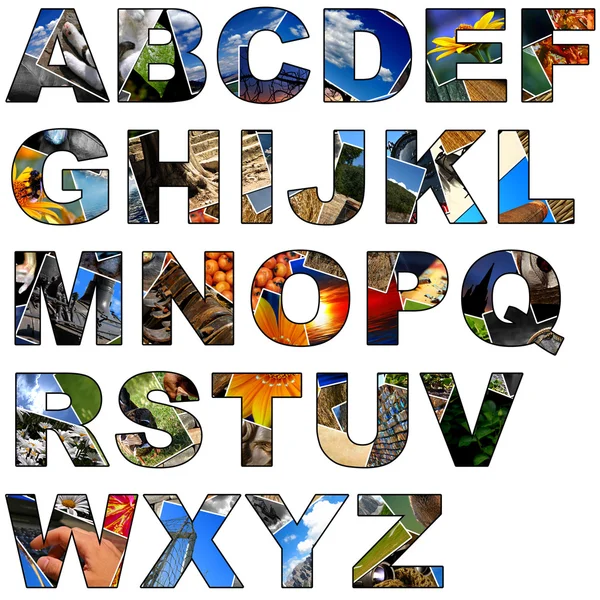 Alfabeto del collage fotográfico - mayúsculas — Foto de Stock