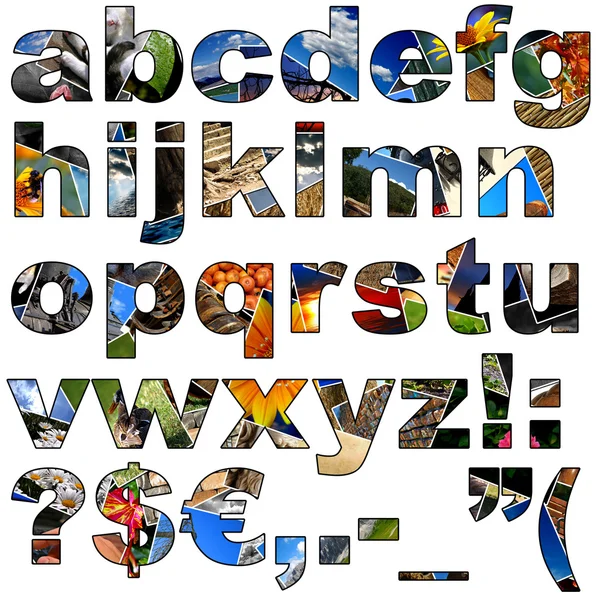 Alfabeto de colagem de fotos - minúsculas — Fotografia de Stock