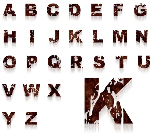 Rdza nieczysty alfabet — Zdjęcie stockowe