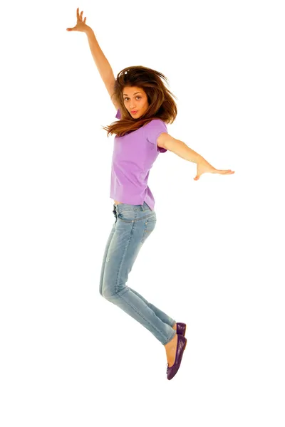 Adolescent fille saut — Photo