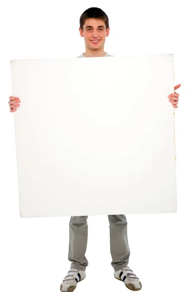 Adolescente con panel blanco — Foto de Stock