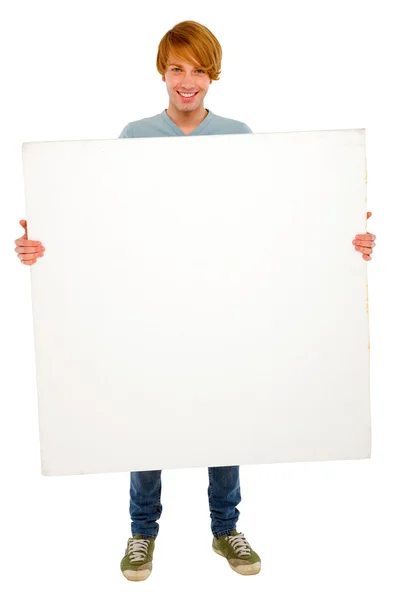 Adolescente con panel blanco — Foto de Stock