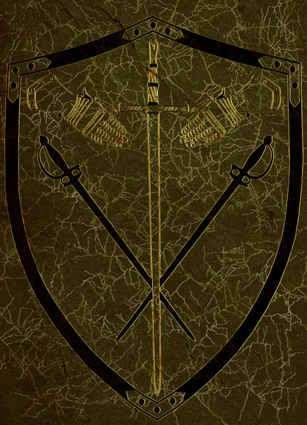 Escudo de armas antigo em mármore verde — Fotografia de Stock