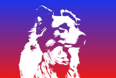 Beyaz kenar kömür ocağı köpek siluet
