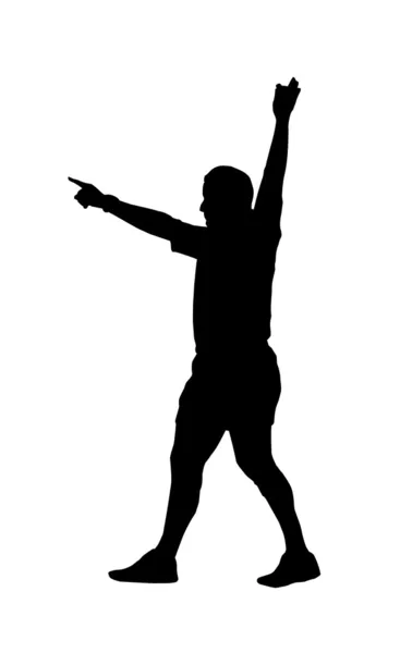 Спортивный силуэт - регбийный футбольный арбитр, указывающий на жеребьевку — стоковый вектор