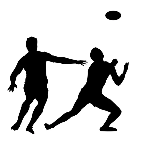 Sport silhuett - rugby football väntar på hög boll — Stock vektor