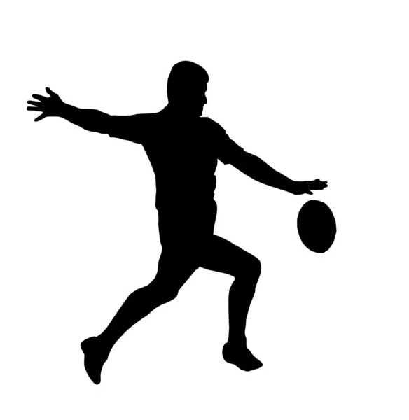 Sport Silhouette - Rugby Football Running Kicking For Touch — Stock Vector