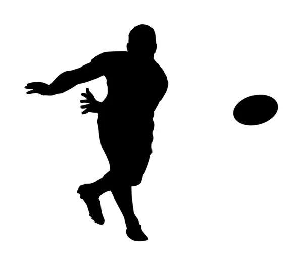 スポーツ シルエット - ラグビー フットボール高速バックラインを渡す — ストックベクタ