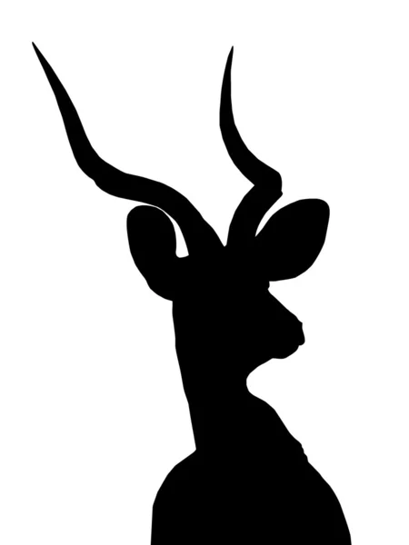 Kudu Bull Ritratto Silhouette isolata — Vettoriale Stock