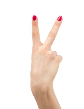 Hand with two fingers up in the peace or victory symbol clipart