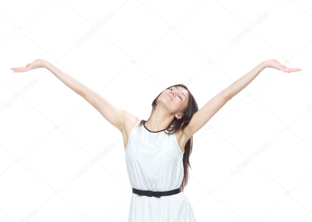 Woman with arms open feeling freedom and happines