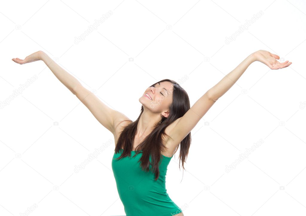 Woman with arms open feeling freedom and happines