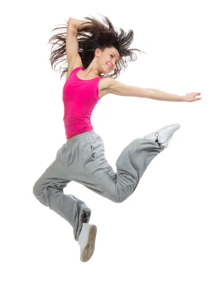 Moderne schlanke Hip-Hop-Stil Teenager Mädchen springen tanzen lizenzfreie Stockbilder