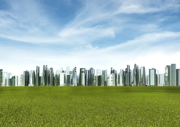 Grön futuristisk stad — Stockfoto