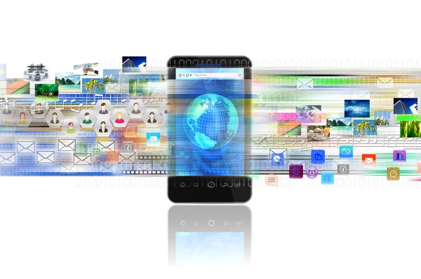 Multimedia sharing with Smart phone — Stock Photo, Image
