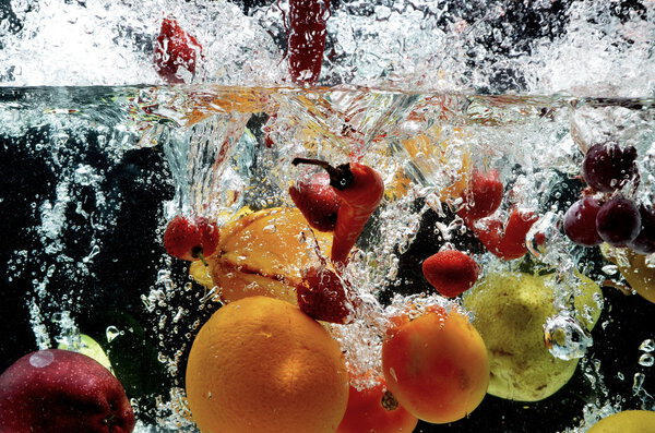 Fruit Splash on water