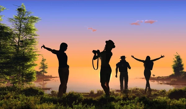 Eine Gruppe von Touristen — Stockfoto