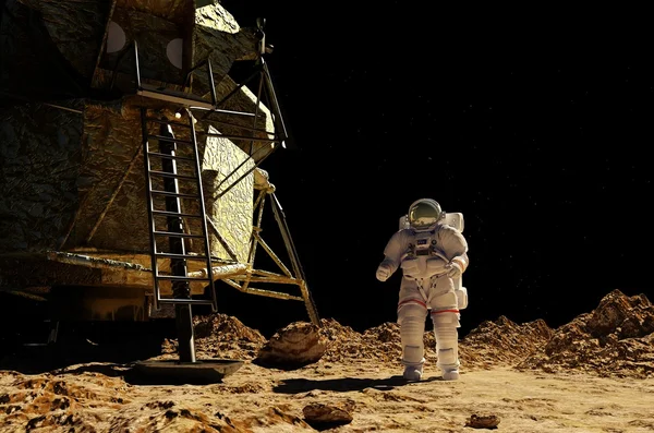 Astronauten på planetens bakgrund — Stockfoto