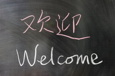 Welcome word in Chinese and English clipart