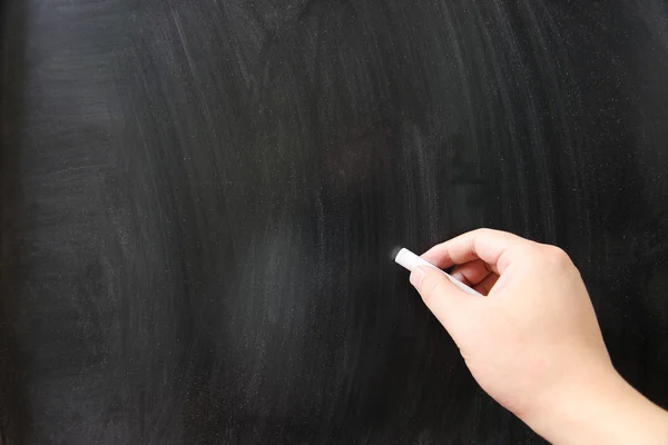 Hand writing on chalkboard — Stock Photo, Image