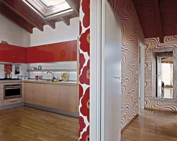 Modern mutfak n tavan arası Oda — Stok fotoğraf