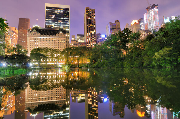 Summertime in New York City's Central Park at night