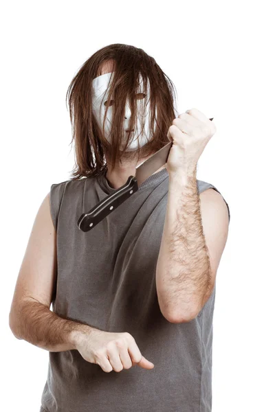 Hombre extraño de miedo con cuchillo — Foto de Stock