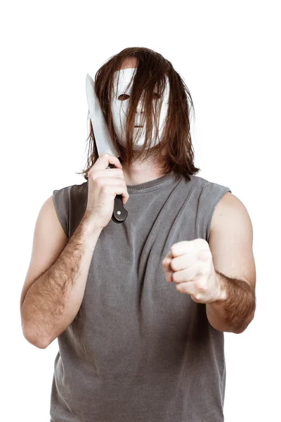 Zangado assustador homem com faca — Fotografia de Stock
