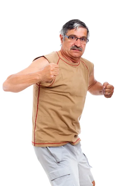 Angry senior man fighter — Stock Photo, Image