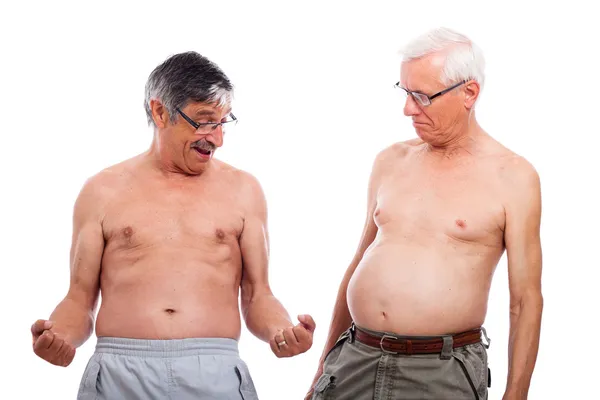 Seniors compare body shape — Stock Photo, Image