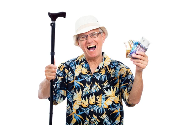 Opgewonden gelukkig bejaarde man — Stockfoto