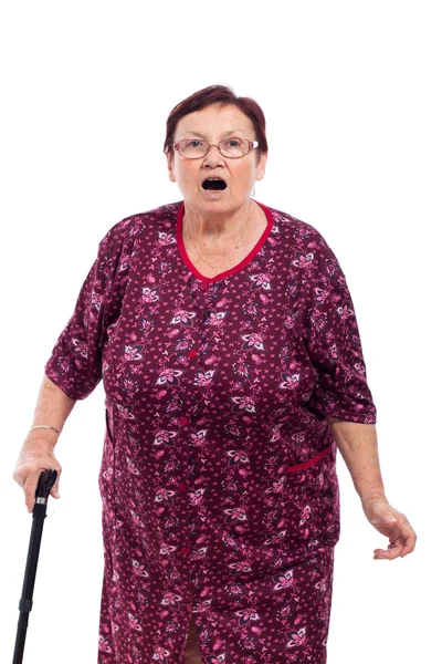 Zaskoczony starsza kobieta — Zdjęcie stockowe