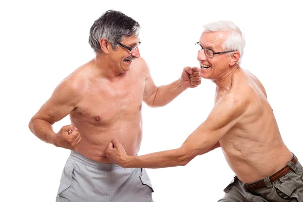 Funny seniors fight — Stock Photo, Image
