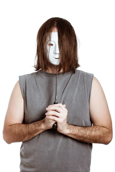 Děsivé psycho maskovaný muž — Stock fotografie