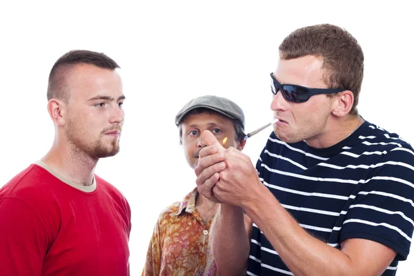 stock image Three guys going to smoke hashish