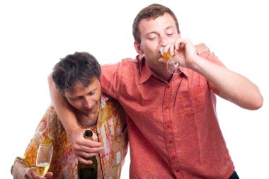 Drunken men drinking alcohol clipart