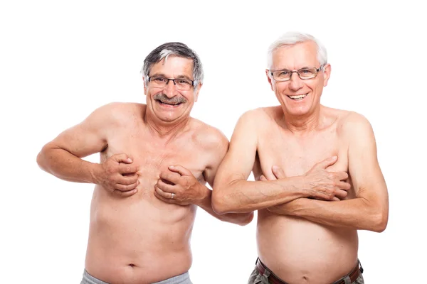 Dois idosos nus engraçados — Fotografia de Stock