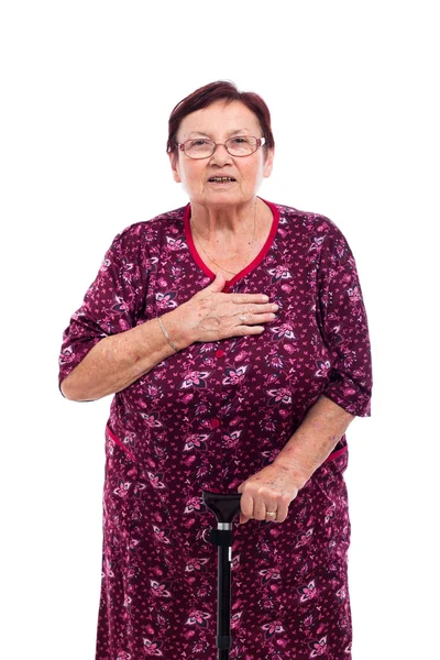 Überraschte Seniorin — Stockfoto
