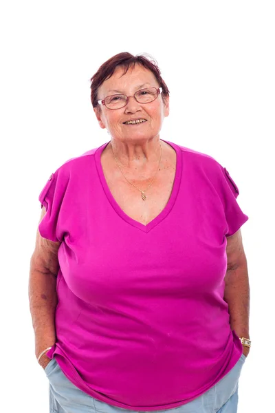 Donna anziana spensierata — Foto Stock