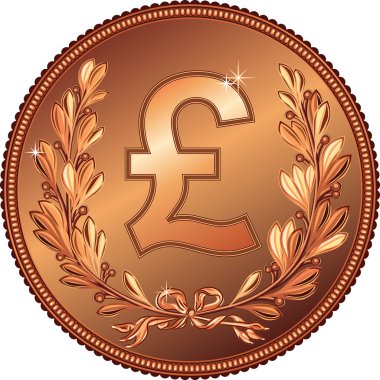 Vector gold Money Pound coin clipart