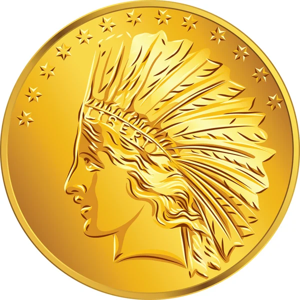 Vector American money gold coin dollar — Stock Vector